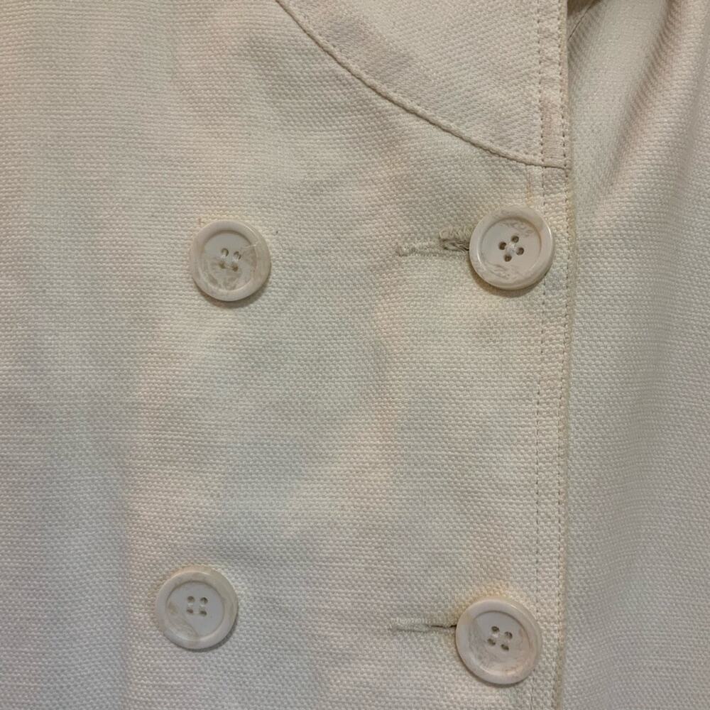 M 0851 Double Breasted Leather Tab Cream Colored Jacket with Hood size 8 - Picture 3 of 7
